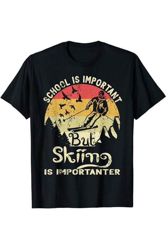School Is Important But Skiing Is Importanter Kids Youth Ski T-Shirt