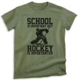 thumbnail image 1 of School Is Important Hockey Is Importanter T-shirt, Unisex Men's Shirt Ice Hockey Parent Sports Canada, Heather Military Green, Large, 1 of 6