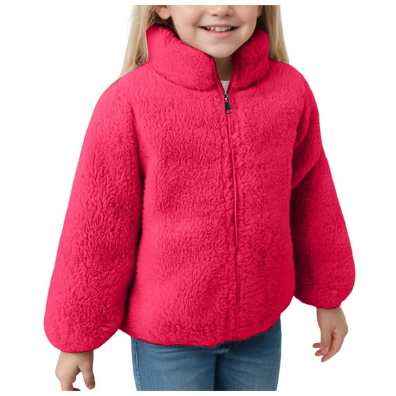 School Jacket For Girls Navy Blue Sweater For Girls Girls and Toddlers' Fleece Zip-Up Sweatshirt Thick Warm Outerwear