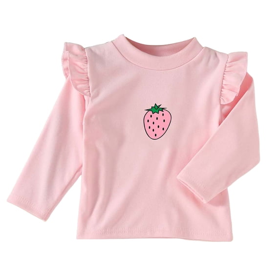 School Kids Clothes Toddler Girl's Ruffle Sleeve Top | Baby Casual T-shirt, Infant Plain Long Sleeveless Shirt, Cute, kindergarten, Preschool, Park, Travel, Vacation