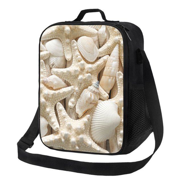 School Lunch Box for Boys Girls, Starfish and Sea Shells Reusable