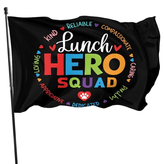 School Lunch Heros Squad Banner For Office - Large Cafeteria Staff & Lunch Lady Appreciation Flag, Personalized Hero Decorations(3ft x 5ft)