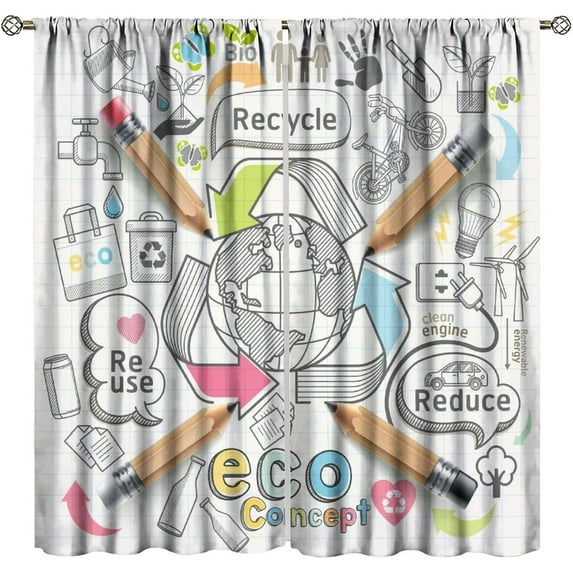 School Math Formula Curtains,Students Return to Campus Geometric Pattern,Math Equation Formula Colorful Printing Blackout Curtains for Classroom Dormitory Kids Boys Teens Bedroom 27.5x63in,2 Panel Set