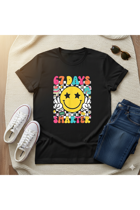 School Milestone Sixty Seven Days Smarter Teacher Student Unisex T-Shirt up to Size 5XL