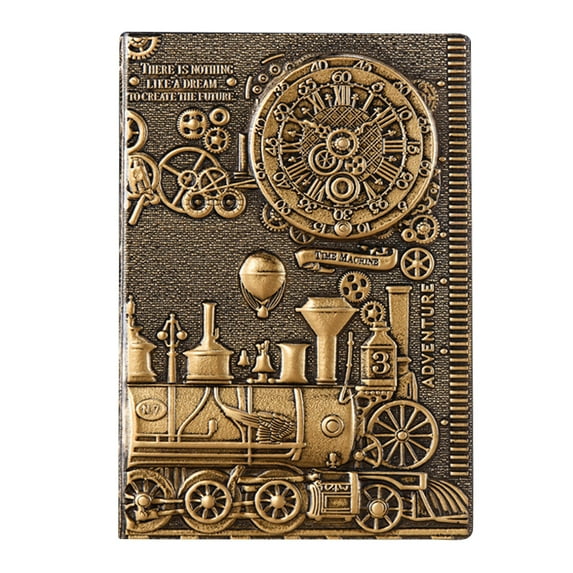 School Notebook European-Style PU Imitation Leather Retro Handmade Embossed Steam Train Notebook, Travel Journal Writing Notebook, Notebook for Writers, Portable Notebook The Notebook Book