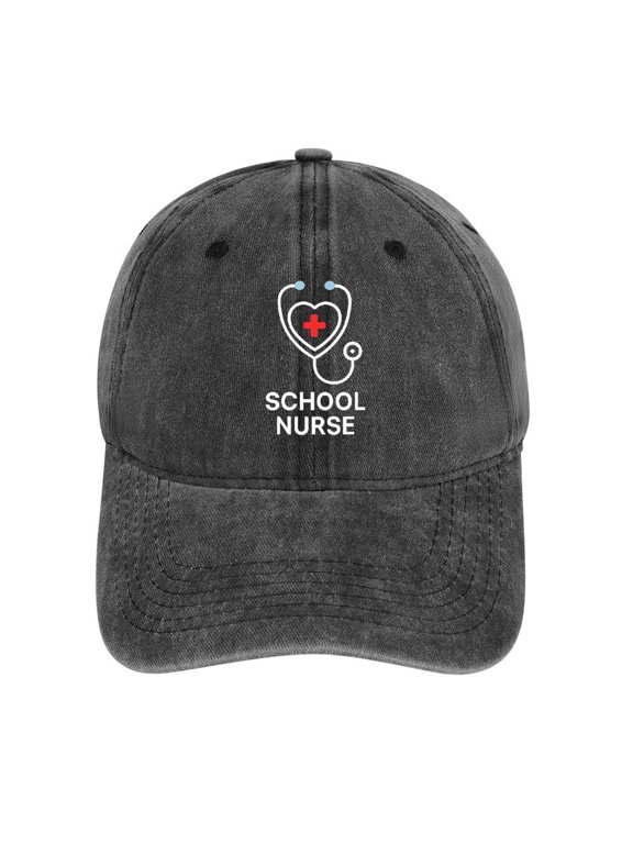 School Nurse Charcoal Adjustable Baseball Cap for Men Women, Classic Casual Snapback Hat
