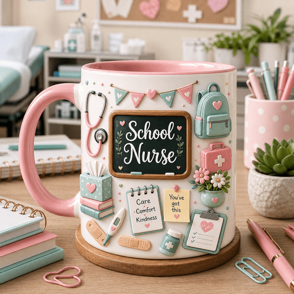 School Nurse Mug Custom Name Back to School Coffee Cup First Day Nurse Office Gift