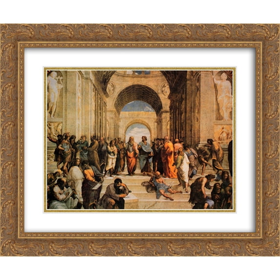 School Of Athens 2x Matted 24x20 Gold Ornate Framed Art Print by Raphael