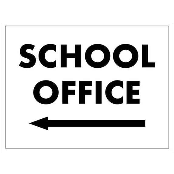 School Office Left Arrow 8"x12" Metal Tin Sign - Wall Decor for Home Kitchen, Farm, Garden & Garage