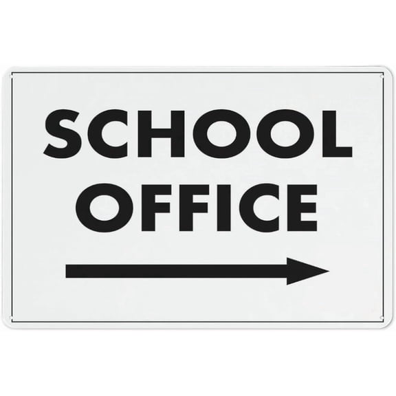 School Office Right Arrow Decorative Tin Sign, Metal Wall Decor For Home Kitchen Farm Garage, School Facility Direction Sign, 8x12 Inch