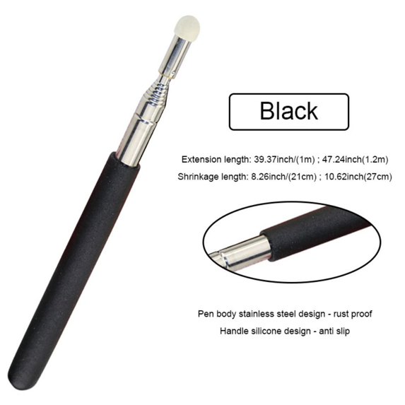School Office Supplies PPT Presentation Teaching Tools Stainless Steel Telescopic Rod Handheld Presenter Retractable Teaching Stick Whiteboard Pointer Pen BLACK 1.2M
