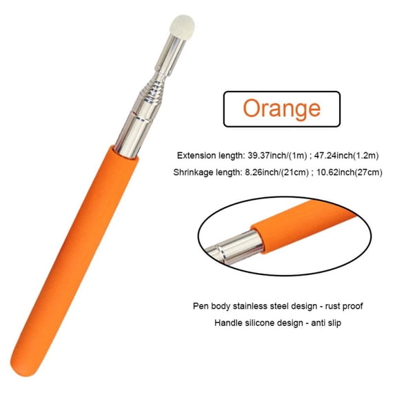 School Office Supplies PPT Presentation Teaching Tools Stainless Steel Telescopic Rod Handheld Presenter Retractable Teaching Stick Whiteboard Pointer Pen ORANGE 1M