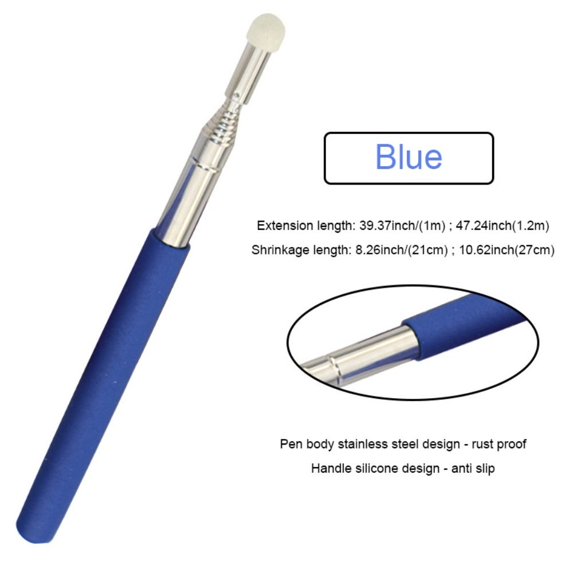 School Office Supplies PPT Presentation Teaching Tools Stainless Steel Telescopic Rod Handheld Presenter Retractable Teaching Stick Whiteboard Pointer Pen BLUE 1M