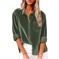thumbnail image 1 of Ladies Fall Tops and Blouses Long Sleeve Women's Shirts Fall Casual Womens Corduroy Button Down Shirt V Neck Long Sleeve Blouses Fall Shirt With Pocket My Items My Order, 1 of 6