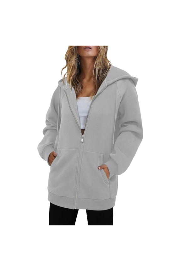 Sweatshirt Jacket Zip up Women Winter Warm Long Sleeve Hooded Solid Sweatshirt Coat Winter Coats 2026 My Items