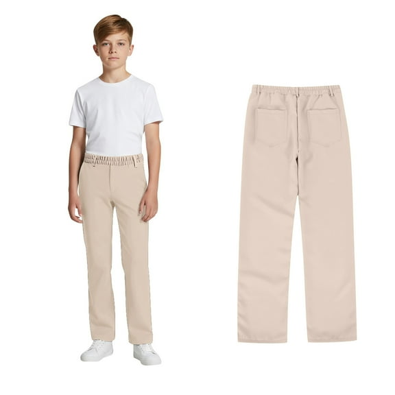 School Pants for Boys Pull On Chino Pants with Pockets Straight Pants Boy Beige Uniform Pants Back To School Clothes for Boys Kids Boys Clothes 5-6 Years