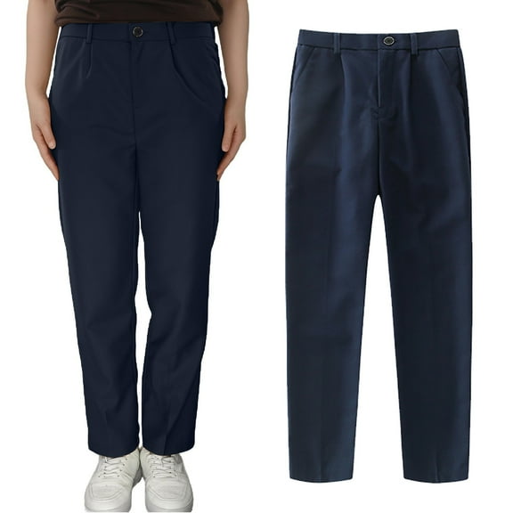 School Pants for Boys Pull On Chino Pants with Pockets Straight Pants Kids Navy Blue Pants Boys Back To School Outfits for Boys Toddler Preppy Clothes 2-3 Years