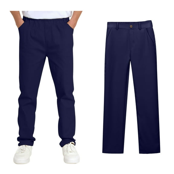 School Pants for Boys Straight Pants with Pockets Pull On Chino Pants Stretch Pants Navy Uniform Pants Boys Back To School Outfits Kids Boys Pants 5-6 Years