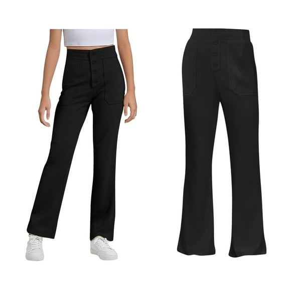 School Pants for Girls Skinny Fit Kids Dress Pants with Pockets Straight Pants Black Pants Back To School Outfits for Teen Girls Pants Size 11-12 Years