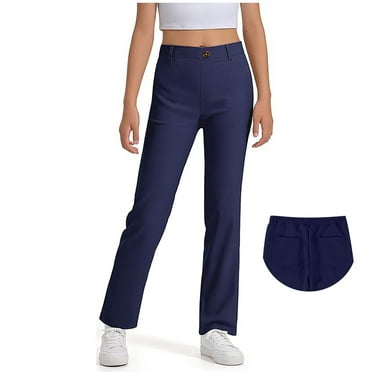 School Pants for Girls Skinny Fit Kids Dress Pants with Pockets Straight Pants Navy Blue Uniform Pants Back to School Outfits for Teen Girls Kids Tween Girl Clothing 7-8 Years