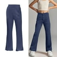 thumbnail image 1 of School Pants for Girls Skinny Fit Kids Dress Pants with Pockets Straight Pants Navy School Pants for Girls Back To School Outfits for TeenGirls Girls Outfits Size 11-12 Years Girls Clothes, 1 of 9
