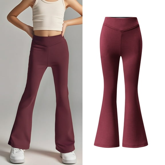 School Pants for Girls Skinny Pants Kids Dress Pants with Pockets Flare Leg Pants Red Pants Back To School Clothes for Girls Girls Clothes Size 7-8 Years Girls Clothes