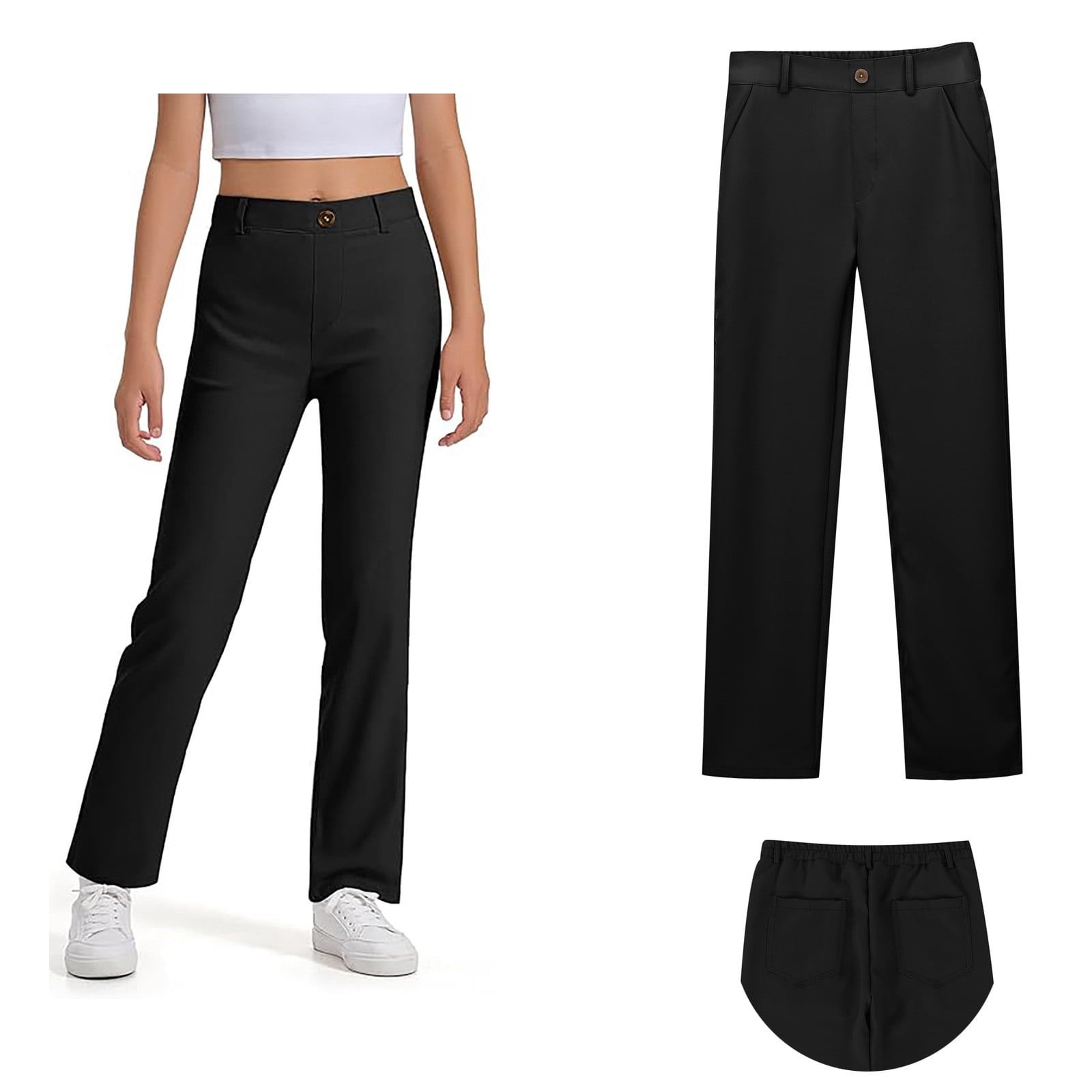 School Pants for Girls Skinny Pants Kids Dress Pants with Pockets