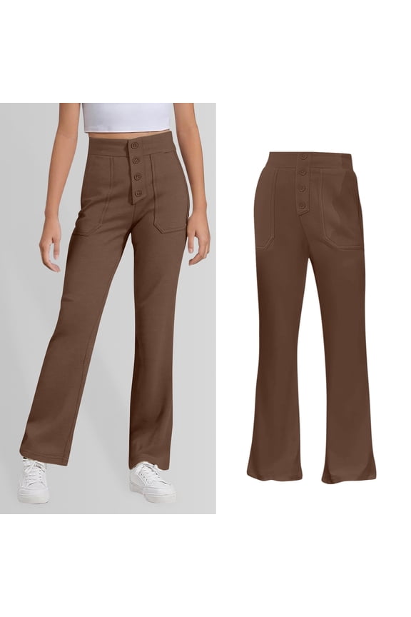School Pants for Girls Skinny Pants Kids Dress Pants with Pockets Straight Pants Brown Pants for Girls Back to School Outfits for Teen Girls Teen Girls Outfits Size 13-14 Years