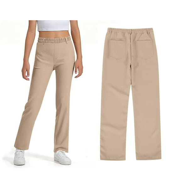 School Pants for Girls Skinny Pants Kids Dress Pants with Pockets Straight Pants Girls Khaki Uniform Pants Back To School Outfits for Teen Girls Kids Preppy Clothes 7-8 Years