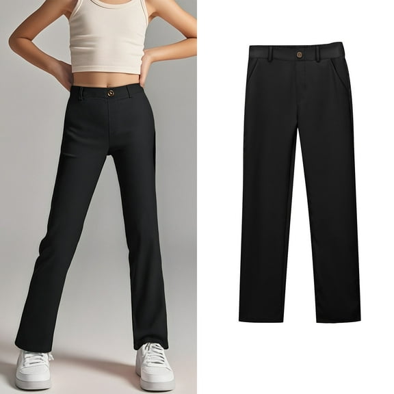 School Pants for Girls Skinny Pants Stretch Pants with Pockets Straight Pants Black School Pants for Girls Back To School Clothes Preppy Clothes 5-6 Years Girls Clothes