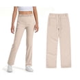 thumbnail image 1 of School Pants for Girls Skinny Pants Stretch Pants with Pockets Straight Pants Girls Beige Pants Back To School Outfits for Teen Girls Kids Clothes for Girls 5-6 Years, 1 of 6