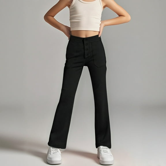 School Pants for Girls Skinny Pants Stretch Pants with Pockets Straight Pants Girls Black Uniform Pants Back To School Clothes Clothes for Girls 5-6 Years Girls Clothes