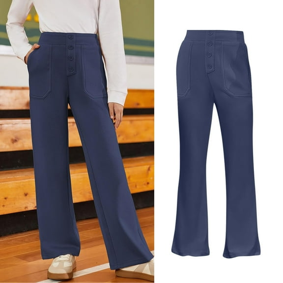 School Pants for Girls Skinny Pants Stretch Pants with Pockets Straight Pants Navy Blue Pants for Girls Uniform Back to School Clothes Teen Preppy Clothes for Girls 13-14 Years