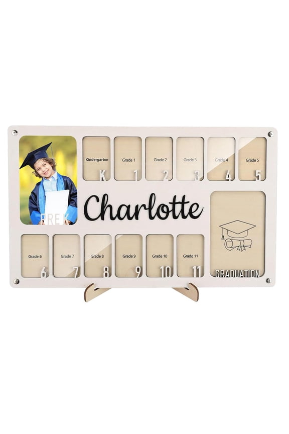 School Picture Frame Pre-K to 12,Personalized Wooden School Years Photo Frame K-12,Custom Name Engraved, Graduation Gift, Keepsake Memory Frame, Teachers & Parents