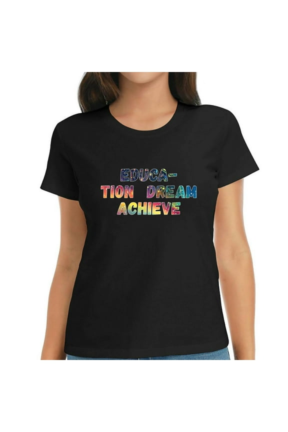 School Pride Always Stride Back to School Gifts Women's Cute Tops Short Sleeve Graphic T-Shirt