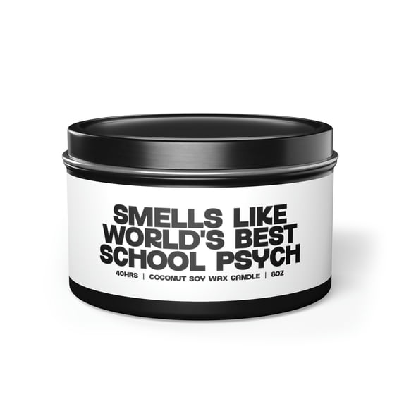 School Psych Tin Candle Gift Decor Vanilla Coffee Scented