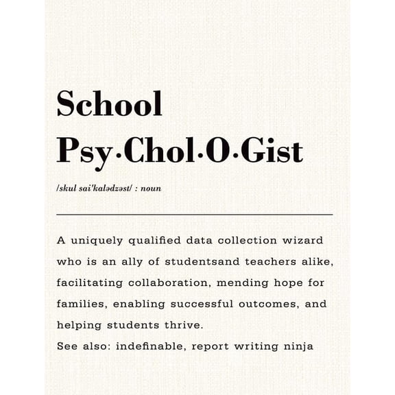School Psychologist Definition Poster Consultant Office Decor, Calming Corner Decor, Wall Canvas Posters