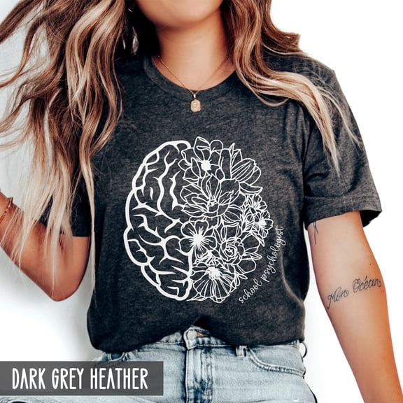 School Psychologist Shirt Psych floral brain LPC tee School Staff shirts for Women for Men