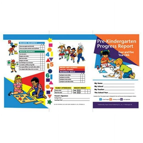 School Publishing Pre-Kindergarten Progress Report 4 and 5 year olds Set of 10 Report Cards