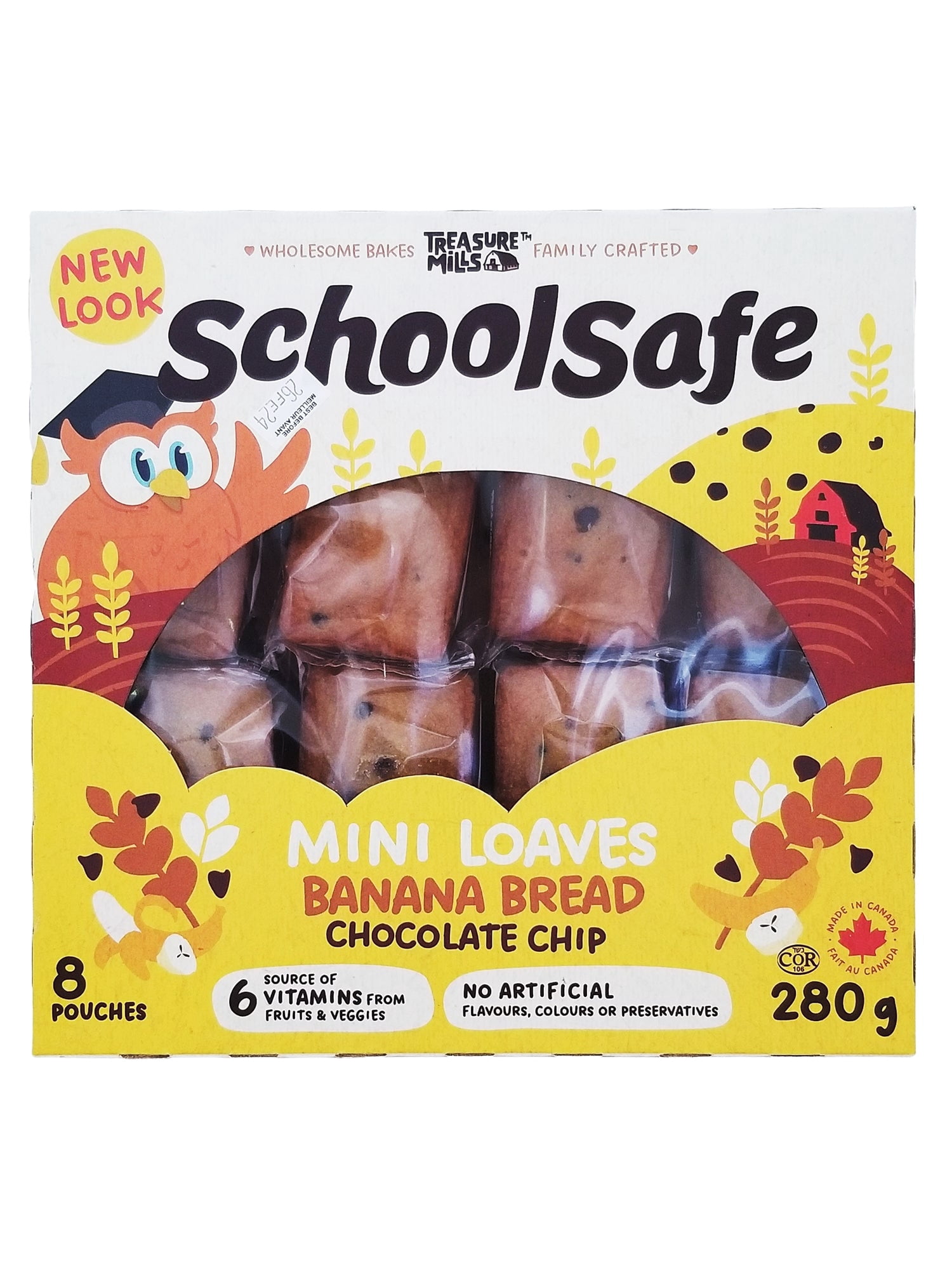 School Safe Chocolate Chip Banana Bread Mini Loaves 280g/8 Bars - Nut-Free Snacks