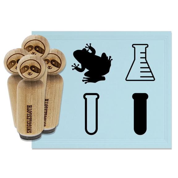School Science Class Beaker Test Tube Frog Rubber Stamp Set for Scrapbooking Crafting Stamping - Mini 1/2 Inch