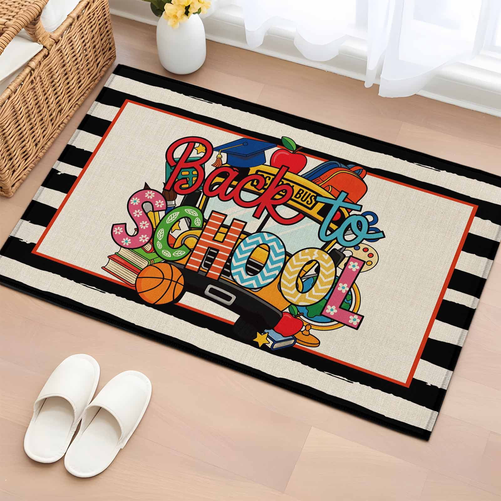 Bus Rug Large School Season Bus 2'x3' Rug for Entryway Front Door Kitchen Sink Area ...