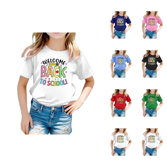 School Season Kids T-Shirt Back to School Cute Graphic Print Crewneck Short Sleeve Tee Summer Casual top