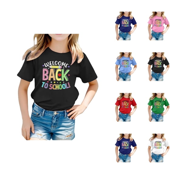 School Season Kids T-Shirt Back to School Cute Graphic Print Crewneck Short Sleeve Tee Summer Casual top