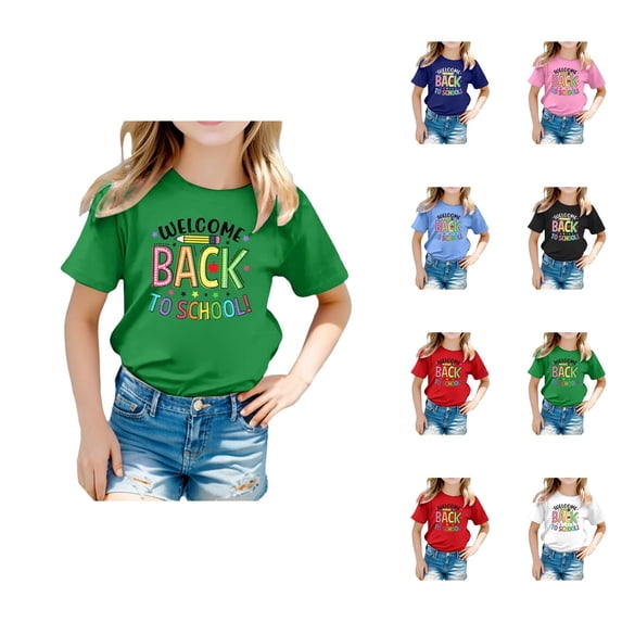 School Season Kids T-Shirt Back to School Cute Graphic Print Crewneck Short Sleeve Tee Summer Casual top