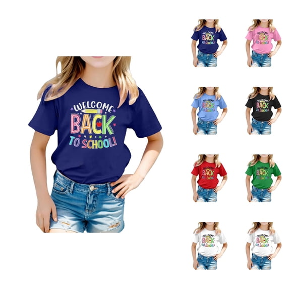 School Season Kids T-Shirt Back to School Cute Graphic Print Crewneck Short Sleeve Tee Summer Casual top