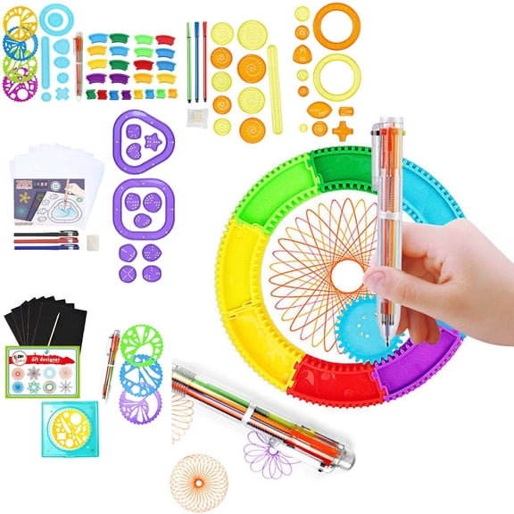 School Season Stationery Set, Shape Stencils for Student Art Creation, Gear Drawing Template Ruler Kit, 12X8 Inch Kids Travel Toys for Screen Free Activity, Birthday Gift for