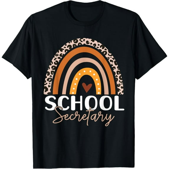 School Secretary leopard rainbow Cute School Secretary T-Shirt