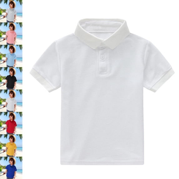 School Shirts for Boys Short Sleeve White Polo Shirts for Boys Comfortable Boy Shirts 6-7 Years