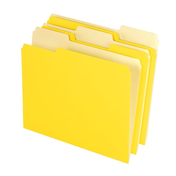 School Smart 015795 Smart Medium Weight Stock 1-3 Cut 2-Tone Reversible File Folder- Letter Yellow- Pack 100